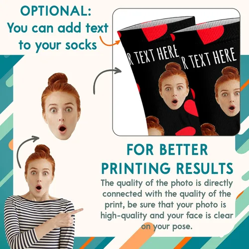 Vista 3 de Calcetines con fotos personalizados actualizados con caras - Imprime tu imagen, foto - Regalos divertidos personalizados para hombres y mujeres