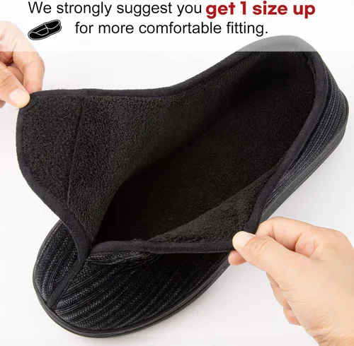 Vista 2 de LongBay Men's Memory Foam Diabetic Slippers Comfy Warm Plush Fleece Arthritis Edema Swollen House Shoes