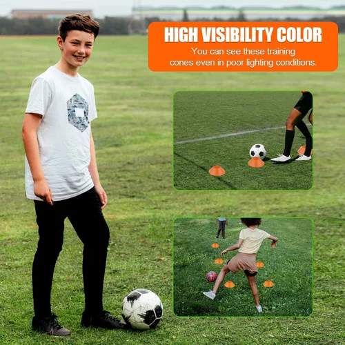 Vista 5 de XIHIRCD 20 conos de fútbol para entrenamiento deportivo, conos de fútbol flexibles para deportes de agilidad, conos de entrenamiento