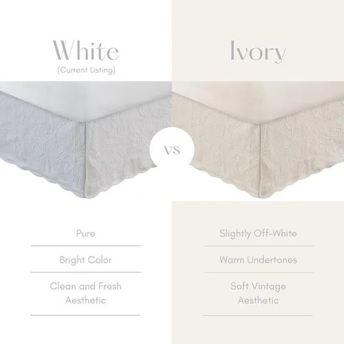 Vista 5 de Greenland Home Falda de Cama Acolchada Paisley, Individual, Blanco