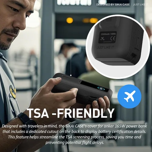 Vista 6 de Estuche de silicona para batería externa Anker Laptop (25,000mAh 165W) con orificio para tuerca de 1/4", almacenamiento para tarjeta SD/SIM Negro