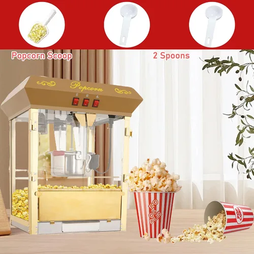 Vista 8 de Máquina de carrito de palomitas de maíz de 16 onzas sobre ruedas, máquina de palomitas de maíz de 850 W para 64 tazas de palomitas de maíz por lote