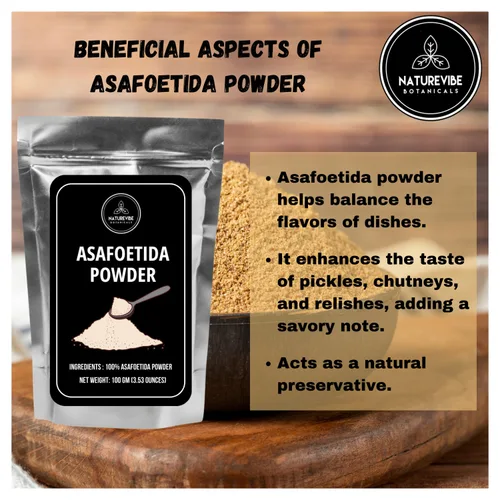 Vista 8 de Naturevibe Botanicals - Asafétida orgánica en polvo, 100gm (Hing, asafétida molida) 3.53oz, no OMG y sin gluten, condimento indio, añade aroma