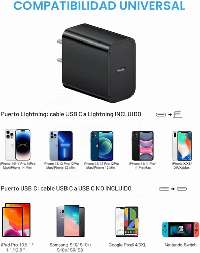 Vista 5 de Cargador súper rápido para iPhone 14, 13, 12, 11, paquete de 20 W, cargador de pared USB C rápido de 20 W, con cable de carga rápida de 6 pies