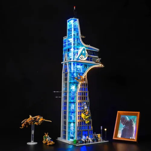 Vista 2 de Kit de luz LED mejorado para Lego Avengers Tower Toy Set, versión remota compatible con Lego 76269 (modelo no incluido)