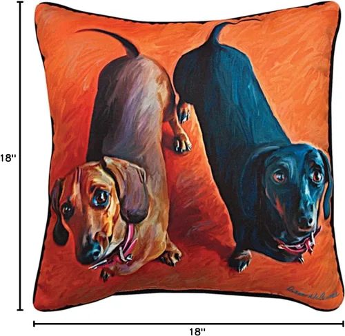 Vista 2 de Almohada cuadrada decorativa con patas y bigotes de perro salchicha doble manual, 18 pulgadas