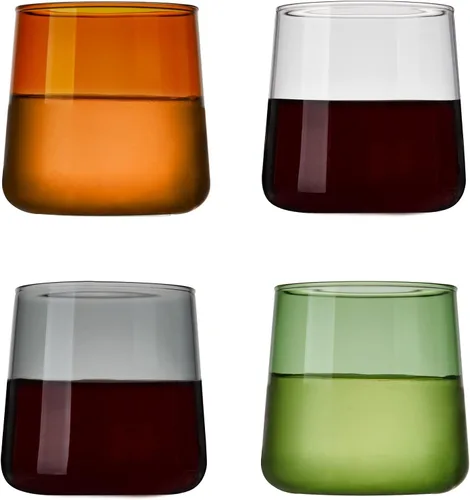 Vista 8 de Viski Aurora Tumblers - Copas de vino de colores, divertidas copas de cóctel teñidas en transparente, gris, verde y ámbar, aptas para lavavajillas