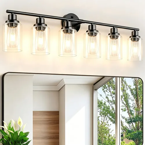 Vista 57 de Paquete de 2 luces de tocador de 1 luz, lámpara de baño de níquel cepillado con pantalla de vidrio blanco lechoso texturizado, accesorio