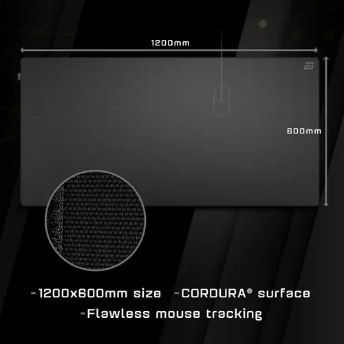 Vista 5 de ENDGAME GEAR MPC 1200 Cordura - Alfombrilla de mouse para juegos, antideslizante, tamaño 47.24 x 23.62 pulgadas, edición Stealth, color negro