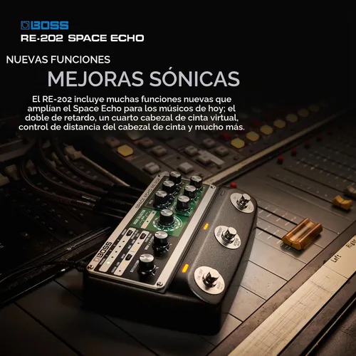 Vista 5 de BOSS RE-202 Space Echo Pedal de Efectos de Eco de Cinta, Delay y Reverberación Recreación Moderna del Legendario Roland RE-201 Space Echo