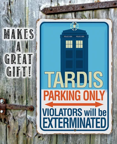 Vista 7 de Letrero de metal – Tardis Parking Only – Letrero de metal duradero – Uso en interiores y exteriores – Es una gran decoración para el hogar y regalo