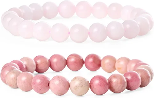 Vista 51 de Bivei - Pulsera elástica de cuentas redondas de cristales curativos semipreciosos naturales, hecha a mano, rellenadores de regalo para mujeres Ágata