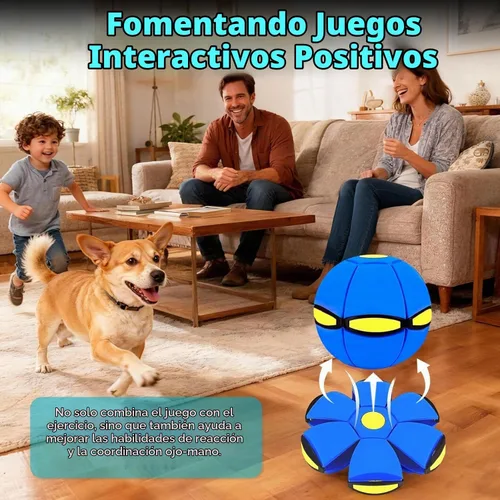 Vista 3 de Bola mágica, platillo volador mágico, interactivo entre padres e hijos, conmutación de modo dual, con 6 luces Azul