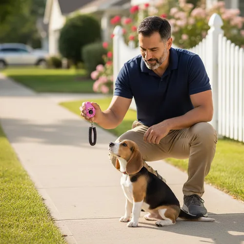 Vista 6 de 2 unidades de clicker rosa para perros para entrenamiento, fáciles de usar con botón accesorios de entrenamiento para perros, fuertes y duraderas