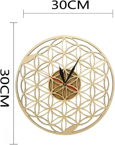 Vista 5 de The Geeky Days Flower of Life Intersect Rings Reloj de pared de madera geométrica geometría sagrada Reloj decorativo Reloj de inauguración
