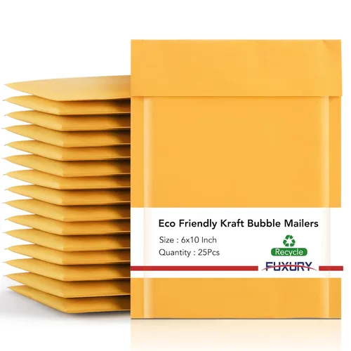 Vista 13 de Fuxury Paquete de 25 sobres de burbujas de papel kraft de 8.5 x 12 pulgadas, sobres acolchados de fuerte adherencia autosellados, sobres acolchados