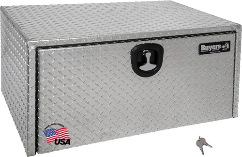 Vista 25 de Buyers Products 1705148 - Caja de camión de aluminio diamantado para debajo de la carrocería con pestillo de mango en T, 14 x 12 x 16 pulgadas