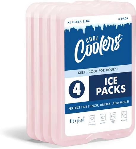 Vista 8 de Cool Coolers by Fit & Fresh 4 Pack XL Slim Ice Packs, Quick Freeze Space Saving Reusable Ice Packs for Lunch Boxes or Coolers
