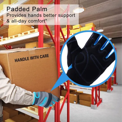 Vista 2 de AIGEVTURE Guantes de trabajo de seguridad para hombres y mujeres, guantes de mecánico ligeros para pantalla táctil, guantes de trabajo de jardinería
