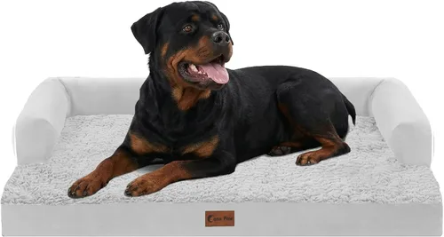 Vista 44 de Cama ortopédica para perros extragrandes, cama de espuma XL con forma de caja de huevos impermeable con lados 45x35 pulgadas, cama de sofá