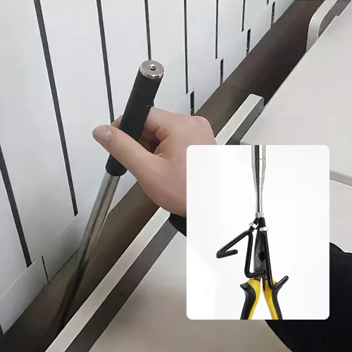 Vista 4 de Herramienta de recogida magnética telescópica con gancho, poste de recogida, alambre para pescado, bolsillo extensible, herramienta de recogida