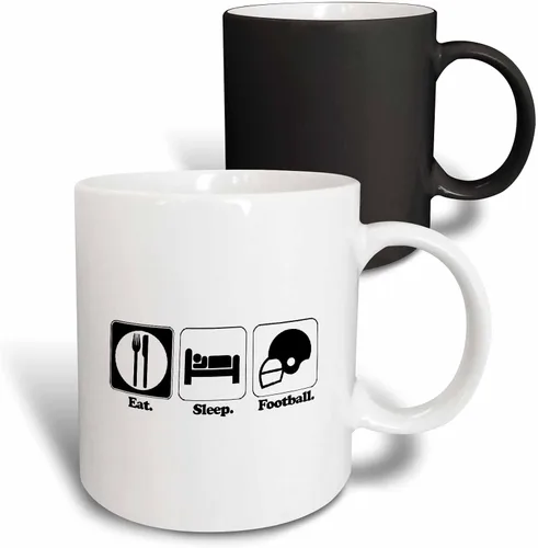 Vista 14 de 3dRose Funny Hobby Lifestyle Design Eat Sleep Football 15oz Two-Tone Black Mug