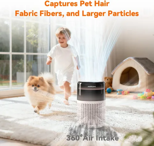 Vista 3 de Purificador de aire AIRROMI HEPA para dormitorio y hogar, purificador de aire para mascotas del hogar, elimina el olor a mascotas, olor a arena