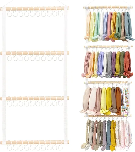 Vista 11 de POVETIRE Soporte para diadema organizador de bandas para la cabeza para niñas, diademas de bebé, accesorios para el cabello, organizador
