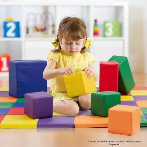 Vista 5 de Casafield Juego de bloques de espuma grandes para niños pequeños (juego de 7 piezas), cubos de juego suave para apilamiento, colores y tamaños