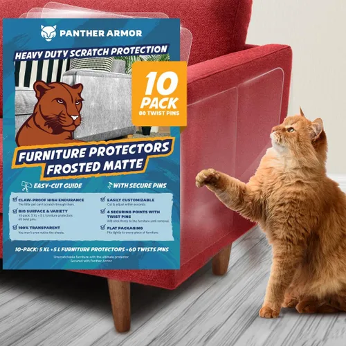 Vista 10 de Panther Armor Protector de muebles para gatos, 6 hojas transparentes con Brillo (protector de muebles de 1 cara)