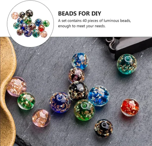 Vista 3 de COHEALI 40 cuentas espaciadoras de vidrio luminoso de 0.47 pulgadas, colores mezclados para hacer joyas, pulseras, tobilleras, manualidades