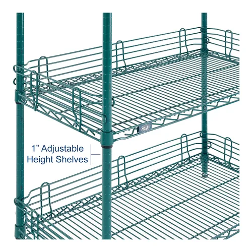 Vista 8 de Nexel Estantería de alambre ajustable Poly-Green, 4 niveles, organizador de almacenamiento comercial resistente, 18 x 54 x 74 pulgadas, verde