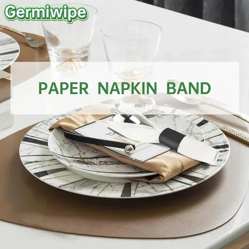 Vista 8 de Germiwipe - 2500 servilletas autoadhesivas de papel negro Bandas de cubiertos, servilleteros perfectos para fiestas de cumpleaños, bodas