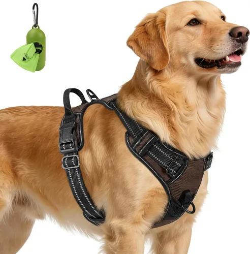 Vista 28 de Joytale Arnés sin tirones para perros pequeños, chaleco reflectante para mascotas con clip frontal, arnés acolchado suave ajustable con asa de fácil
