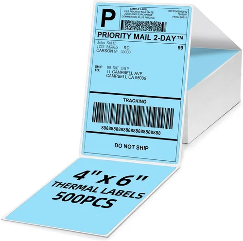 Vista 14 de 4x6 Thermal Labels, Shipping Address Label (Pack of 250 4x6 Roll Labels) Blue Labels Compatible with JADENS, ASprink, Phomemo, Rollo, Zebra