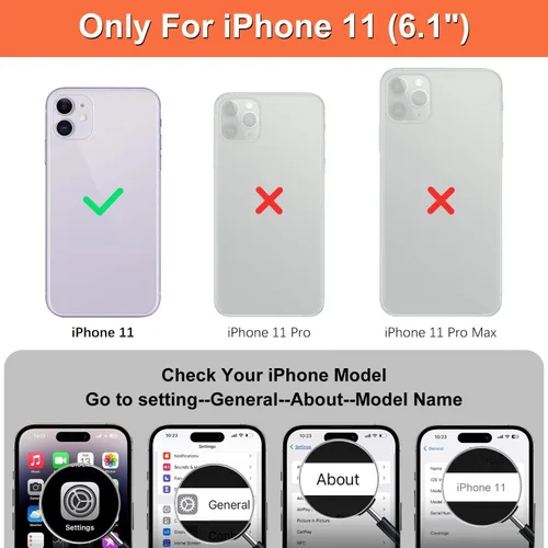 Vista 10 de iCoverCase Funda compatible con iPhone 11 con tarjetero para mujer, bloqueo RFID en relieve, piel sintética con correa de muñeca de 6.1 pulgadas