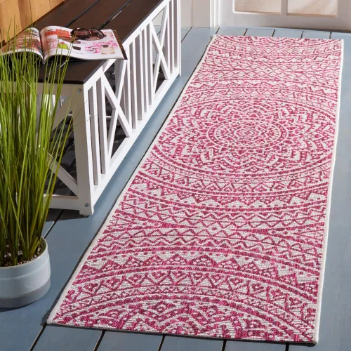 Vista 70 de SAFAVIEH Alfombra lavable al aire libre Courtyard Collection - 2'3" x 5', marfil y verde, no desprende pelusa y fácil limpieza, ideal para patio