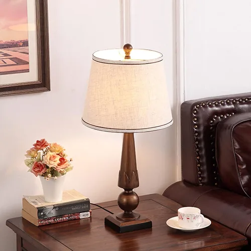 Vista 7 de Lamp For Desk Retro Table Lamps Resin Bedside Table Lamps with Fabric Lampshade Concise Nightstand Lamps for Home Office Study Table Lamp, 24.4"H