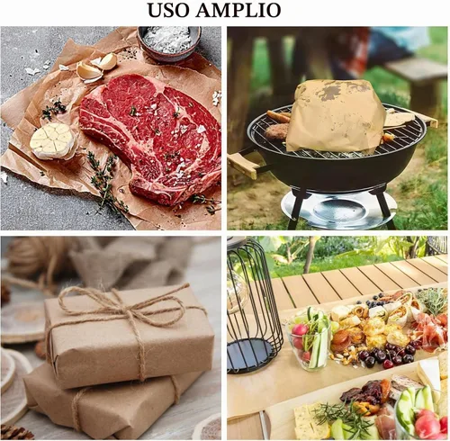 Vista 6 de Rollo de papel de carnicero marrón para ahumar carne, papel de envoltorio de grado alimenticio para barbacoa de color melocotón, sin cera, sin