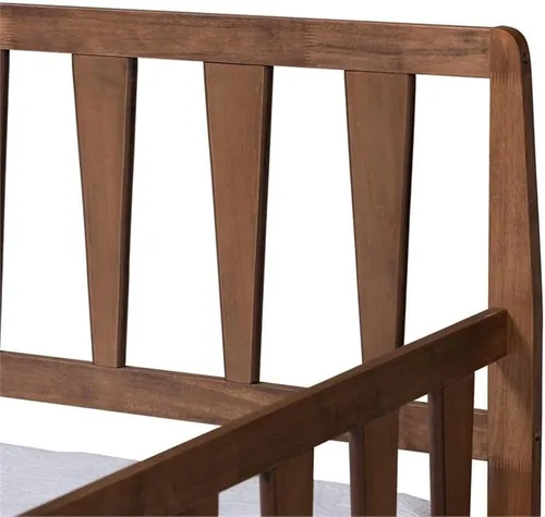 Vista 6 de Baxton Studio Midori - Sofá cama de madera con acabado marrón nogal moderno y contemporáneo
