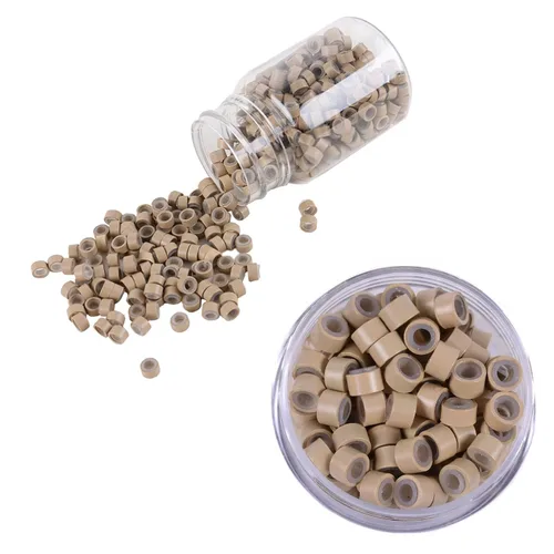 Vista 9 de 500 anillos de silicona con microeslabones de 0.197 in para extensiones de cabello, herramientas de microenlaces de aluminio para extensiones