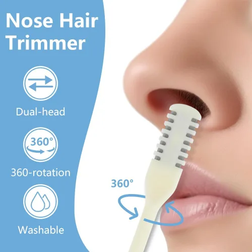 Vista 3 de Cortador de pelo nasal 2 en 1, recortador manual de doble cara con cepillo, cuchillo de nariz giratorio de 360° para hombres y mujeres, herramienta