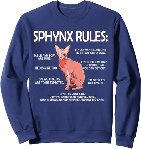 Vista 5 de Funny Sphynx Rules Sphynx - Sudadera para amantes de los gatos sin pelo Negro