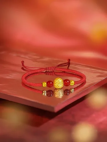 Vista 4 de ZHOU LIU FU 24K Solid Gold Bracelet Luck Fish Real Gold Charm Bracelet Adjustable Jewelry Braided Bracelet for Women Teens Girls