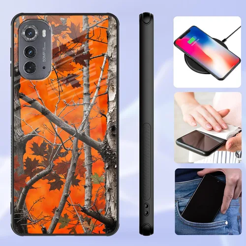 Vista 5 de Funda para Motorola Moto Edge 2022, cubierta trasera de vidrio templado con protector de pantalla, funda protectora a prueba de golpes para Motorola