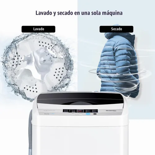 Vista 5 de RELAX4LIFE Lavadora completamente automática, lavadora compacta de 12 libras de capacidad con 10 programas, 8 niveles de agua, pantalla LED y bomba