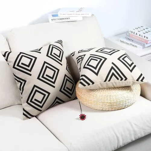 Vista 4 de Pyonic Fundas de almohada de 18 x 18 pulgadas, fundas de almohada geométricas decorativas para sofá, fundas de almohada cuadradas para sofá, silla