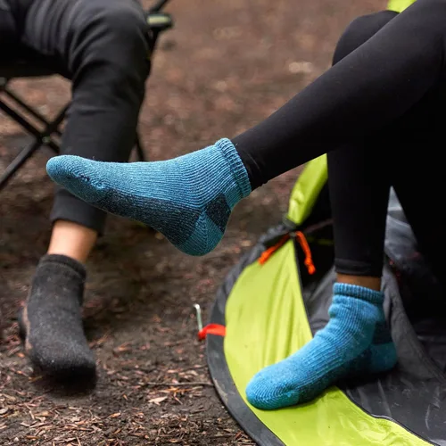 Vista 5 de GoWith 2 Pairs Alpaca Wool Low-Cut Ankle Socks for Men Women, Cushioned Terry Warm Thermal Thick Merino Blend Camping Socks