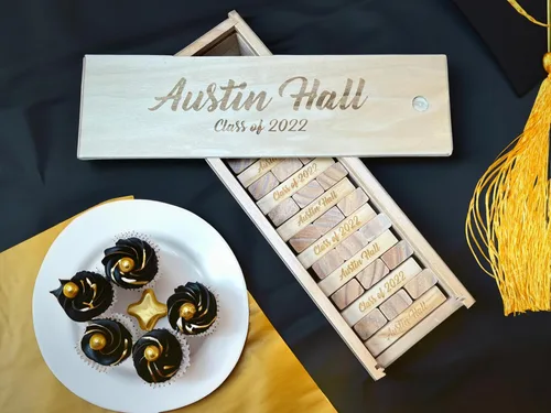 Vista 5 de WE Games Alternativa de libro de invitados de boda personalizado, caja de recuerdos de madera, 54 bloques, grabado personalizado