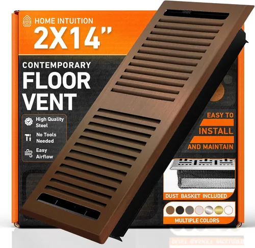 Vista 34 de Cubiertas de ventilación de piso 2X10 Registro de piso con trampa de malla, calor y aire, ventilación de piso de metal transitable para conducto